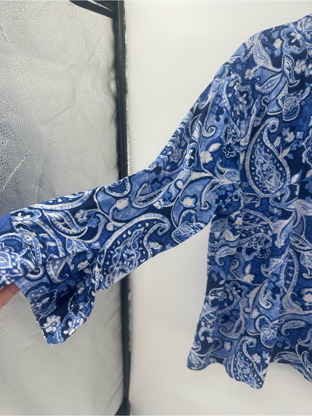Lauren Ralph Lauren Womens 2X Blue Paisley Boho Cotton Button Front Shirt 1335 - Picture 4 of 8